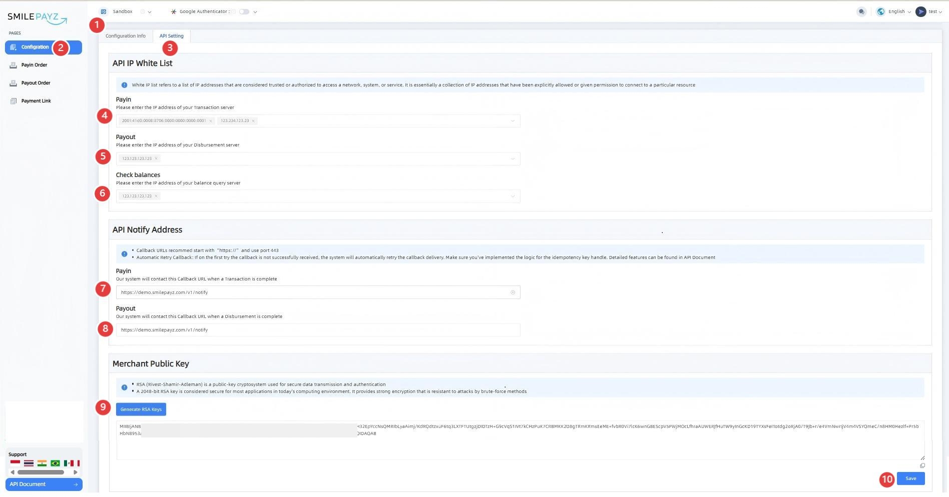 sandbox generate private key