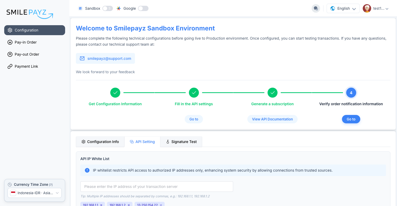 Sandbox — API Setting