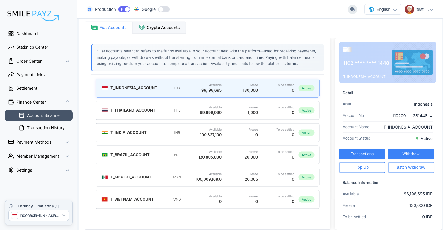 Account Balance พร้อม Withdraw